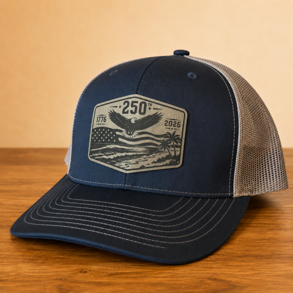 america 250 coastal flag eagle leatherette patch hat navy charcoal richardson 112 main
