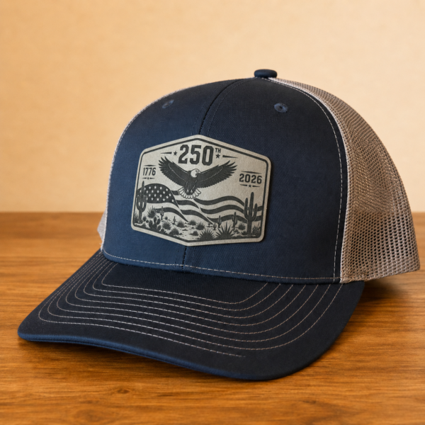 america 250 desert flag eagle leatherette patch hat navy charcoal richardson 112 main