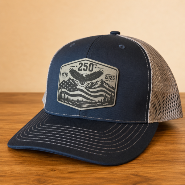 america 250 mountain flag eagle leatherette patch hat navy charcoal richardson 112 main