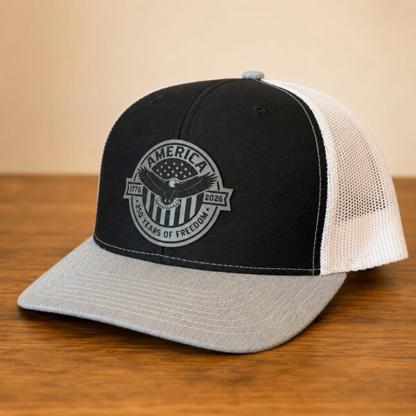 america 250 years of freedom leatherette patch hat black heather gray white richardson 112 main