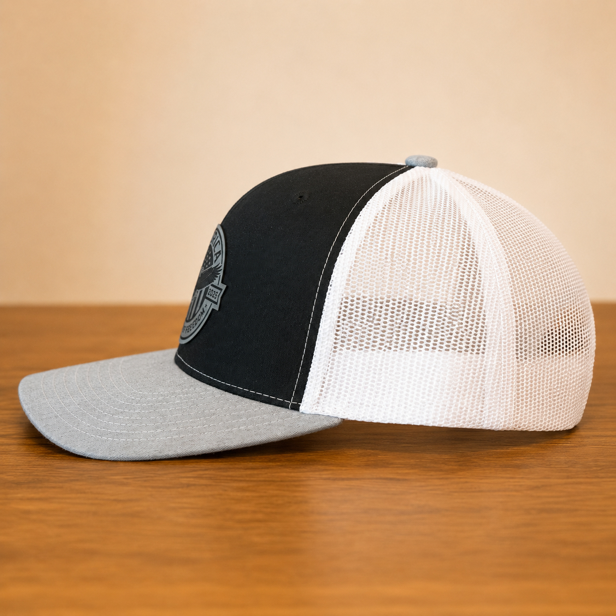 america 250 years of freedom leatherette patch hat black heather gray white richardson 112 side america 250 years of freedom leatherette patch hat black heather gray white richardson 112 side
