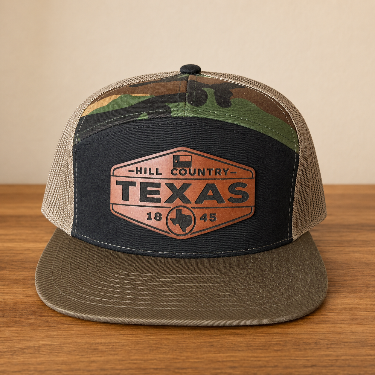 texas hill country brown leatherette patch hat camo richardson 168 7 panel front texas hill country brown leatherette patch hat camo richardson 168 7 panel front