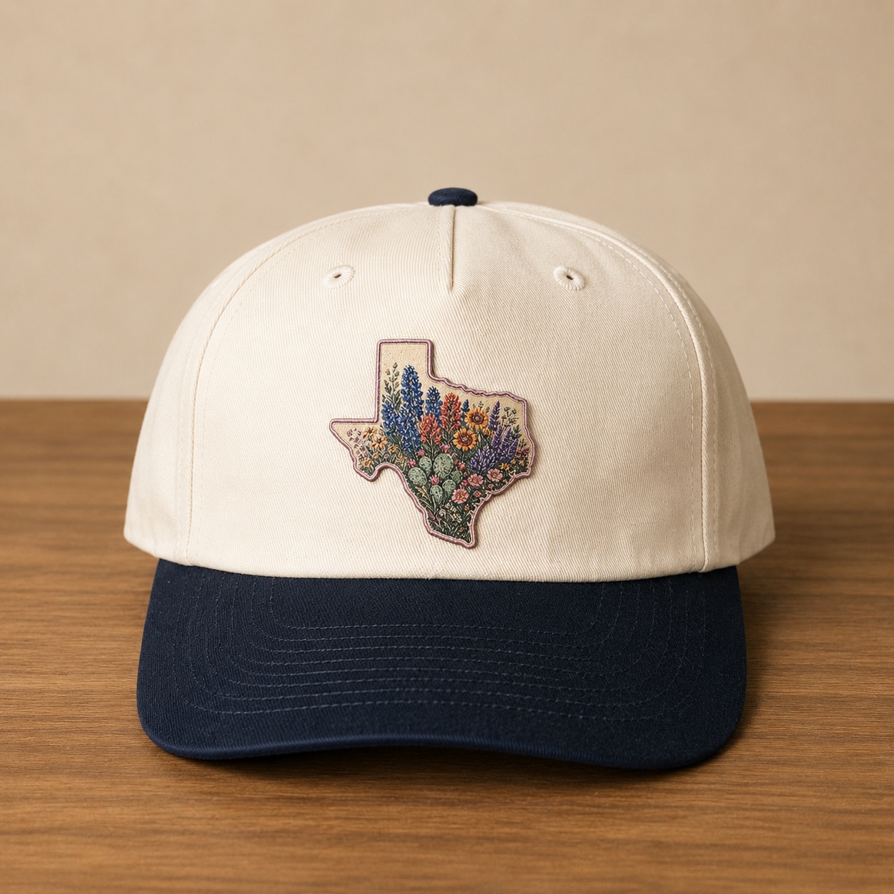 texas wildflower uv patch hat navy front texas wildflower uv patch hat navy front