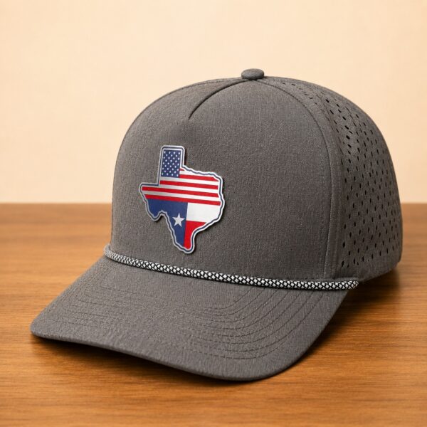 texas flag map acrylic patch hat heather gray performance rope main
