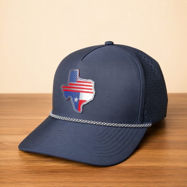 texas flag map acrylic patch hat navy performance rope main