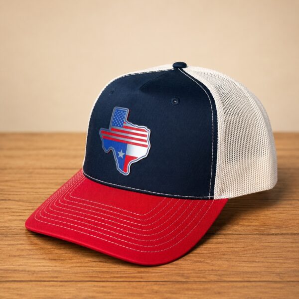 texas flag map acrylic patch hat navy red stone main